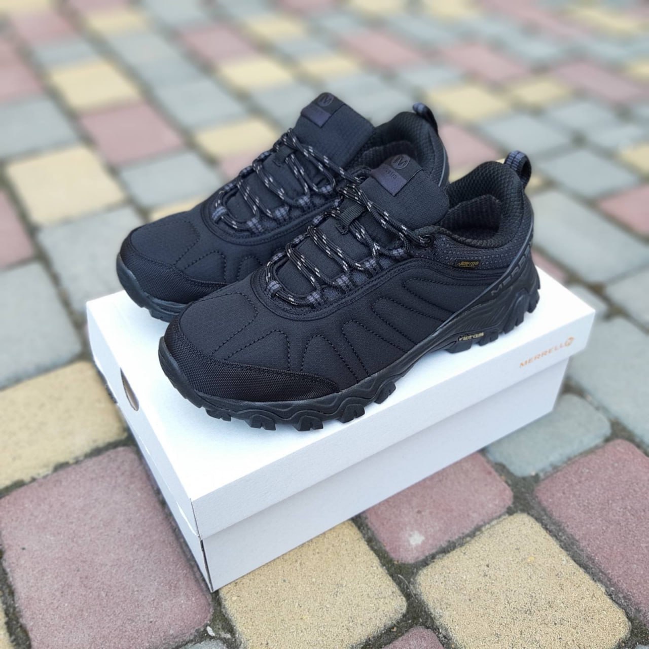 Кроссовки Merrell MOAB gore-tex резиновые черные зимние модные с влагозащитой повседневные спортивная обувь