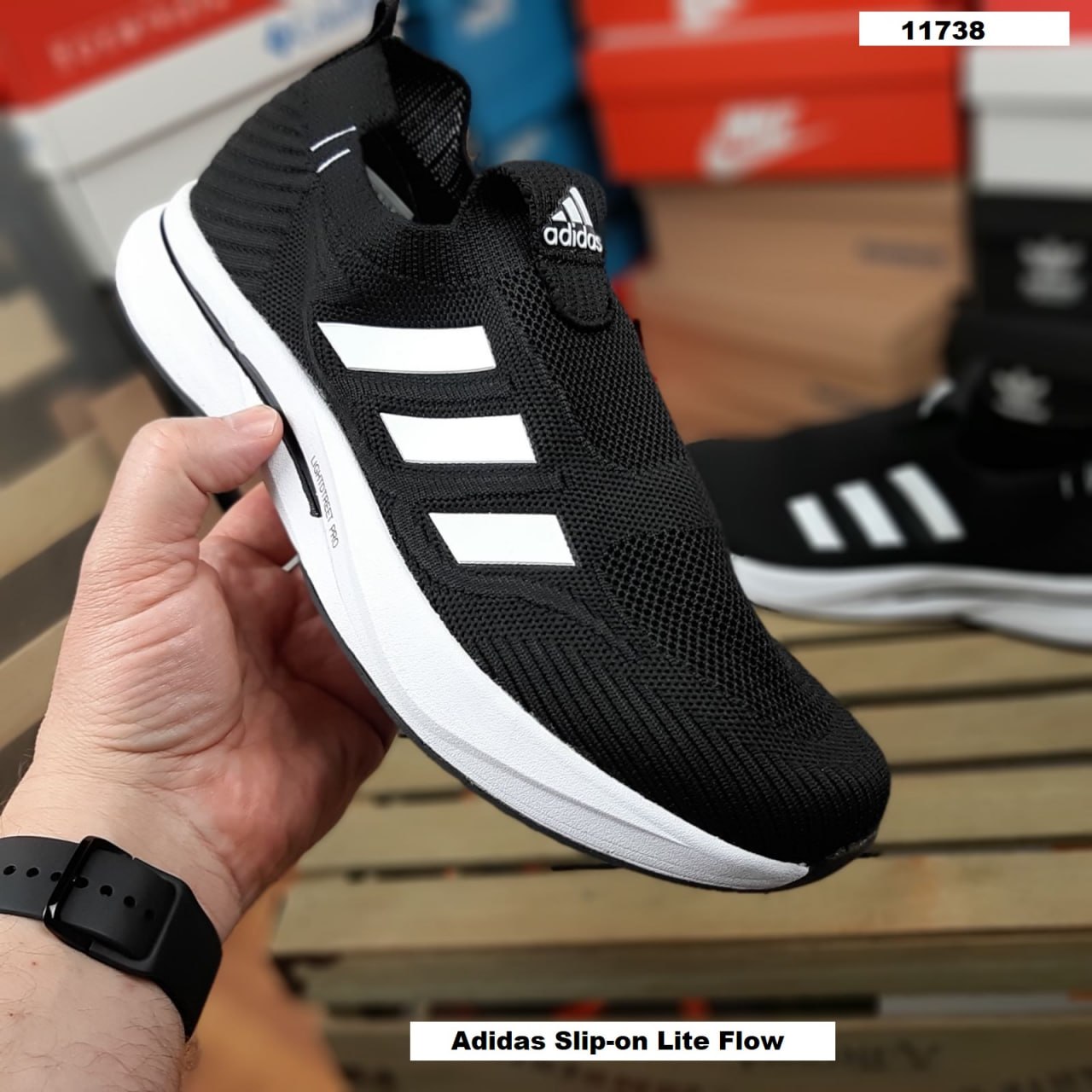 Adidas Slip-on Lite Flow тапкі мокасіни сліпони черные с белым на теплую погоду шлепки сланцы