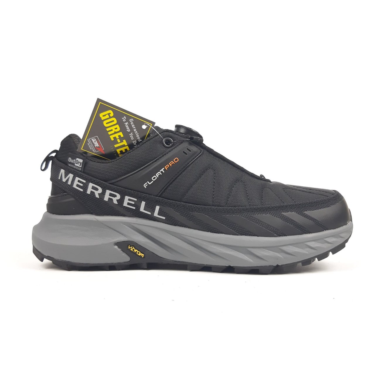 Кросівки Merrell Float Pro чорні на сірій гумові зимові модні повсякденні на шнурівці спортивне взуття
