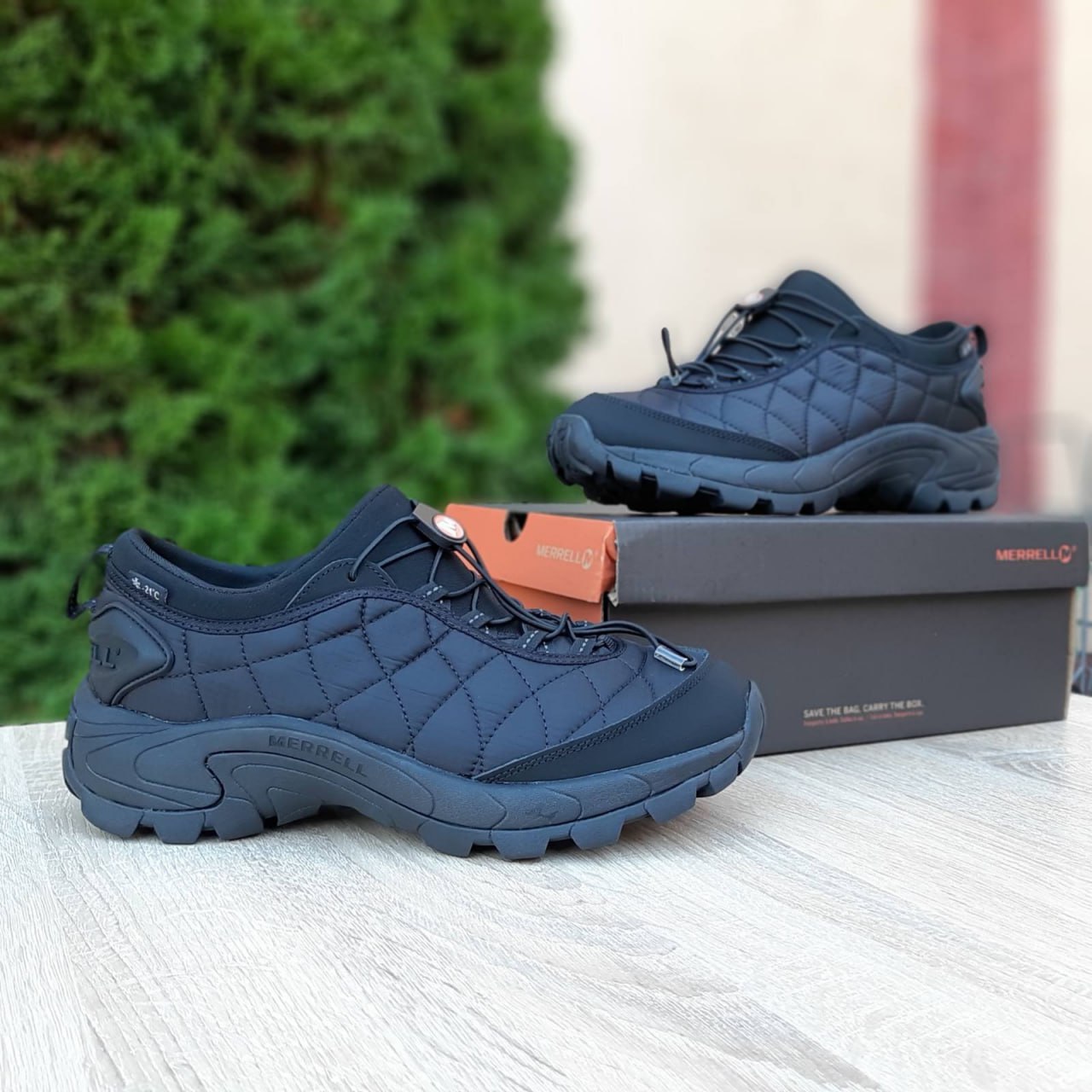 Кроссовки Merrell ICE CUP MOC текстильные черные зимние модные повседневные на шнуровке спортивная обувь