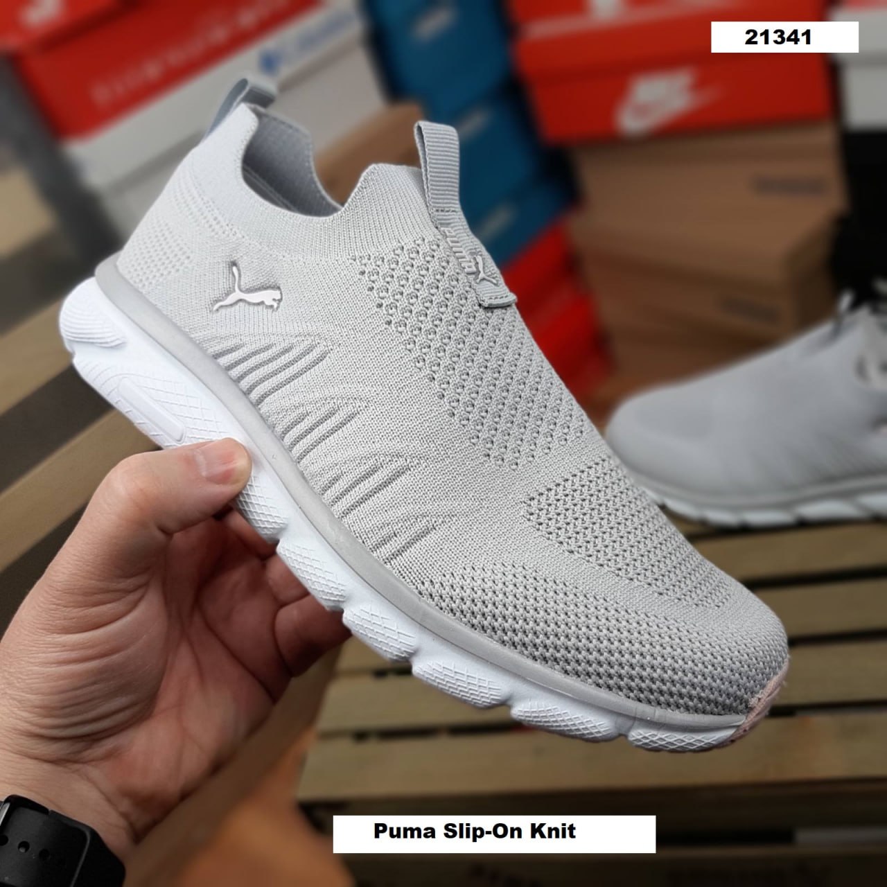 Puma Slip-On Knit сліпоны тапкі мокасіни серые с рожевим на шнуровке на подарок кроссовки-кеды