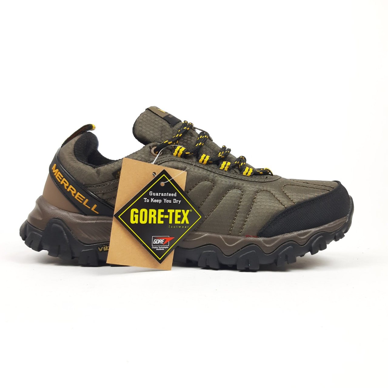 Кроссовки Merrell Moab резиновые цвета хаки зимние трендовые повседневные на шнуровке спортивная обувь